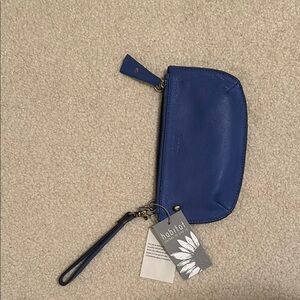 Habitat Dazzling Blue Leather Wristlet, NWT